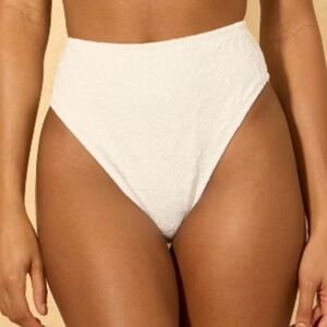 Jacquard Print Extra High Leg and High Waist Bikini Bottom by Shade & Shore